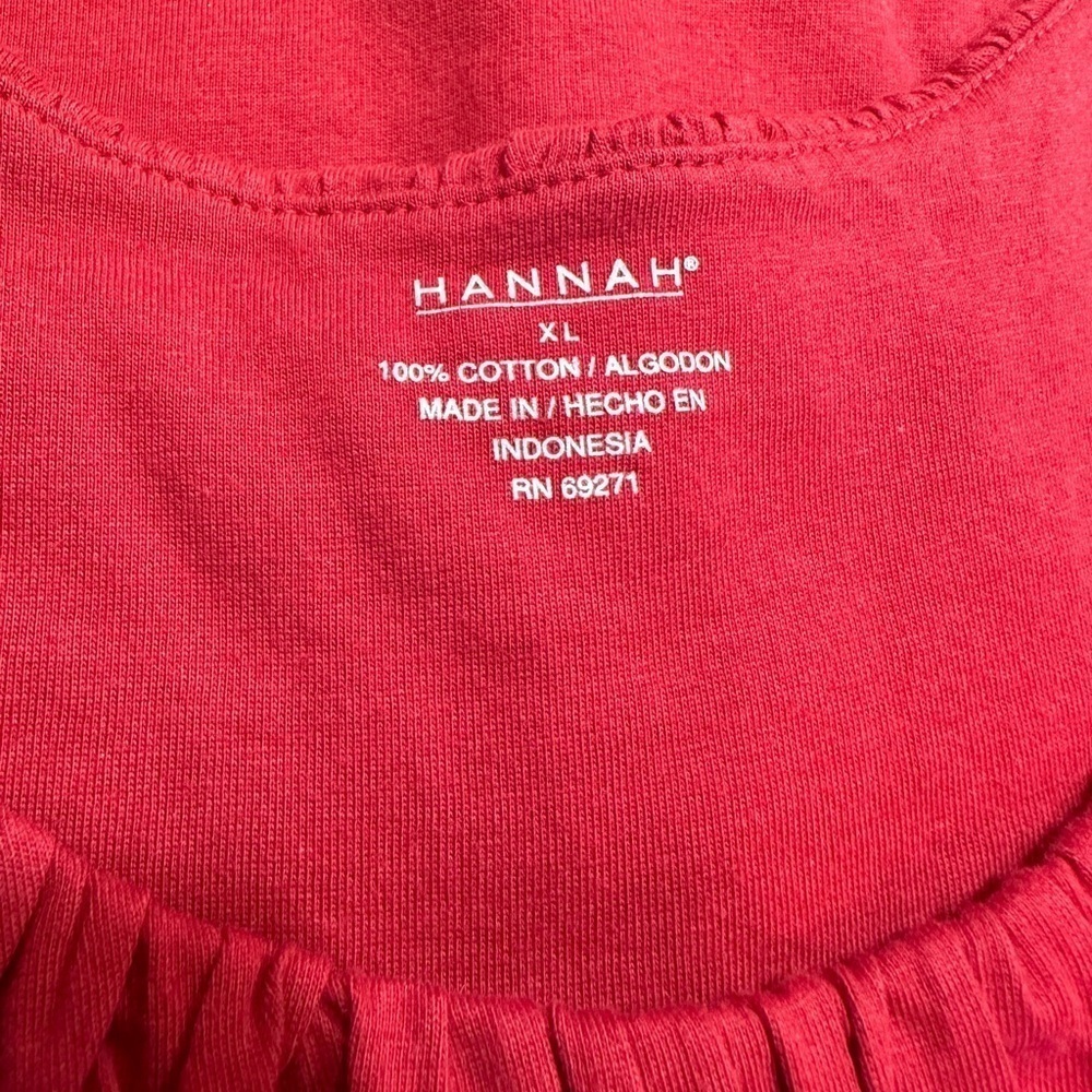 HANNAH,DEEP RED,SLEEVELESS TANK TOP. ROUND NECKLINE WITH LAYERED RUFFLES.SIZEXL - Picture 5 of 6